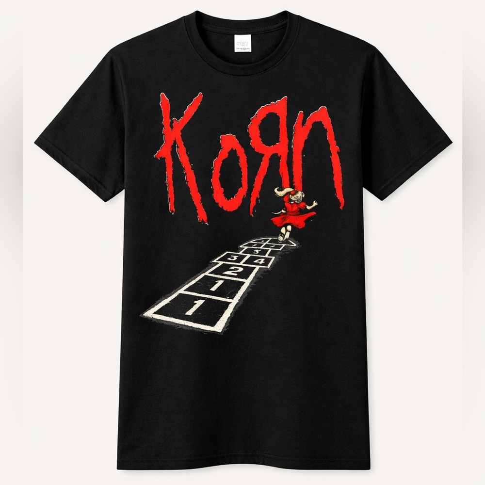 Korn Rock Nu Metal. Cotton Black T Shirt, Crew-Neck Sz S-2XL.